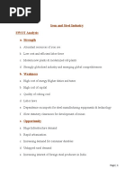 Unit-3 Iron and Steel Industry SWOT Analysis A. Strength: Page - 1