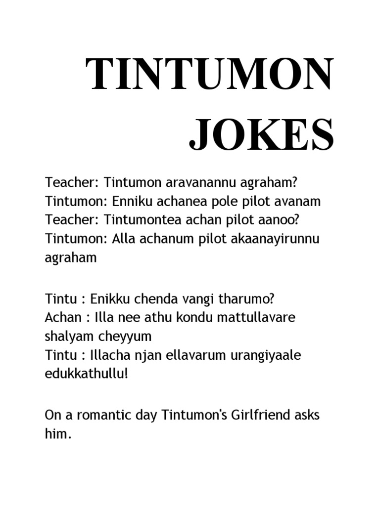 Tintumon Jokes | PDF