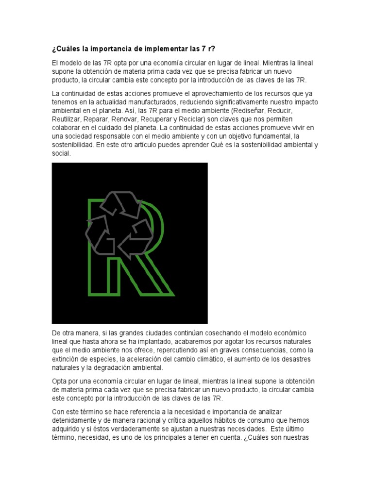 Importancia de las 7 R en el reciclaje | PDF | El plastico ...