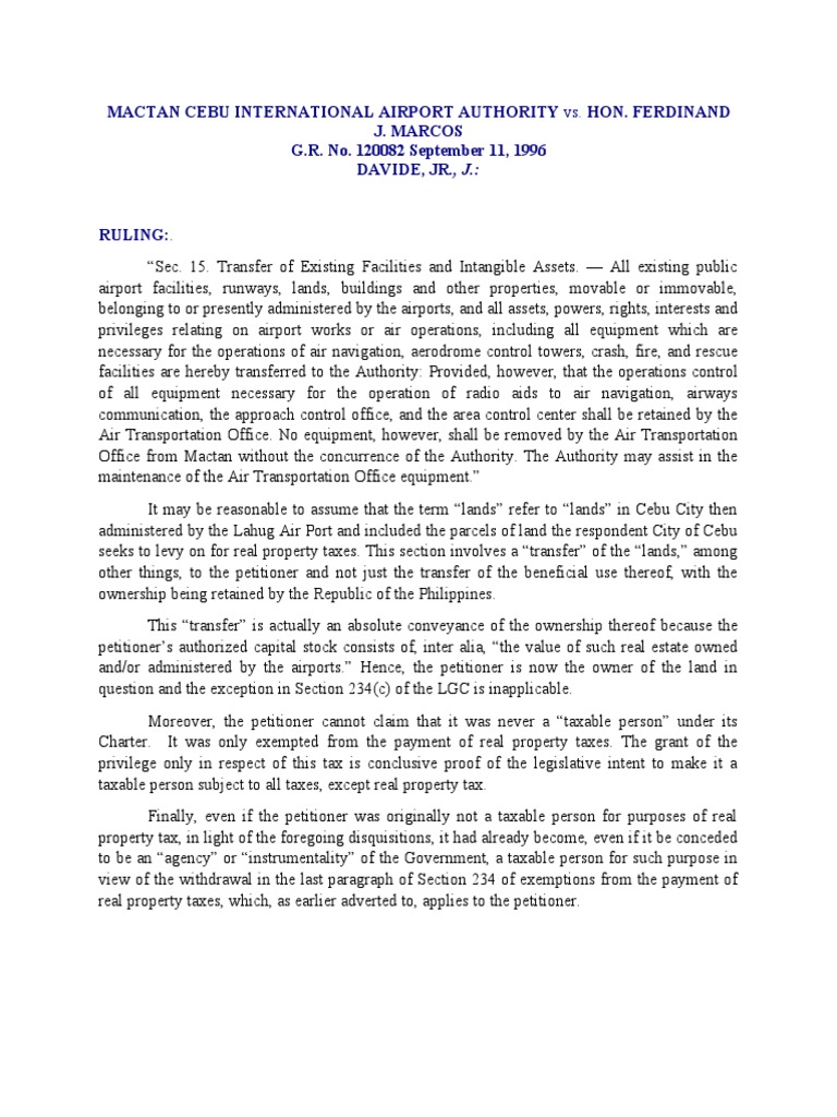 Mactan Cebu International Airport Authority vs. Hon. Ferdinand J