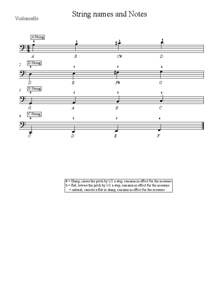String Note Names Cello PDF