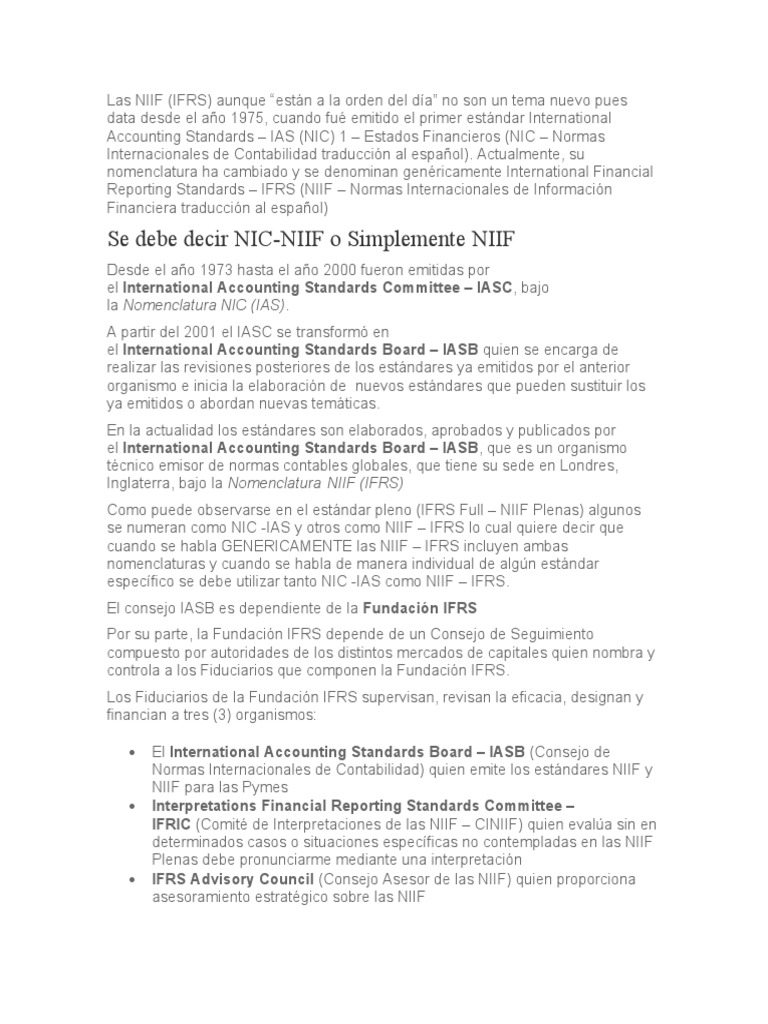Las NIIF | PDF | normas internacionales de INFORMACION FINANCIERA ...