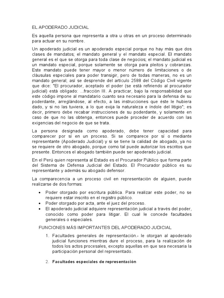 Definición y Funciones del Apoderado Judicial | PDF | Ley procesal | Juez