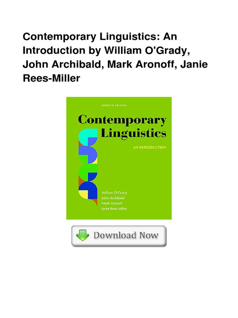 Contemporary Linguistics An Introduction PDF PDF