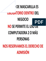 El Uso de Mascarilla Es Obligatorio Dentro Del Negocio