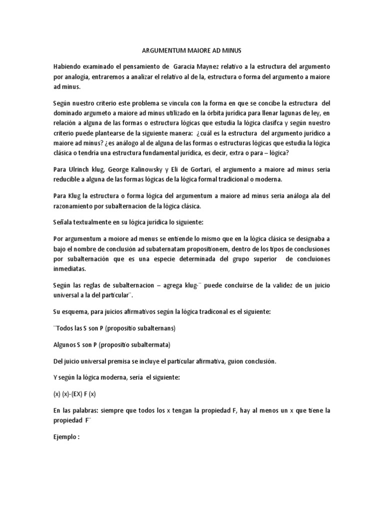 Argumentum Maiore Ad Minus PDF Argumento Analogía