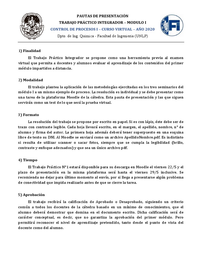 Trabajo Práctico Integrador Módulo 1 | PDF | Moodle | Evaluación