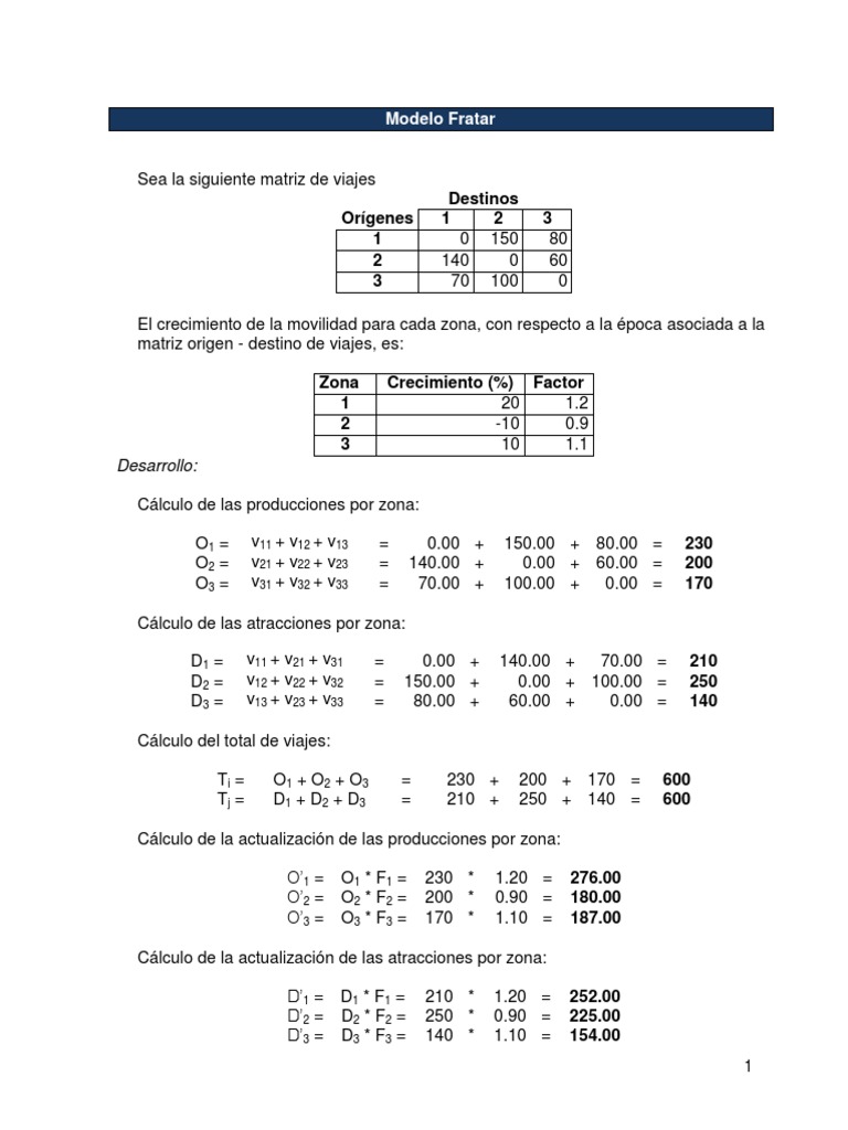 Modelo Fratar - Ejemplo | PDF