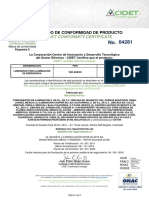 Certificado Luminarias de Emergencia