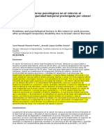 Problemas y Factores Psicológicos en El Retorno Al Trabajo Tras Incapacidad Temporal Prolongada Por Cáncer de Mama