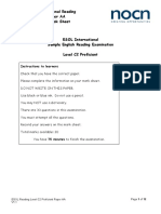 NOCN ESOL International Reading Level C2 Proficient Paper AA Sample Examination Task Sheet