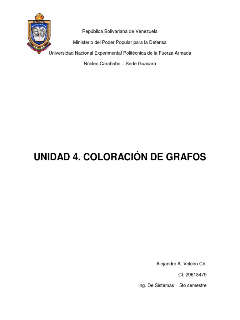 Coloración de Grafos: Teoría y Ejemplos | PDF | Teoría de grafos ...