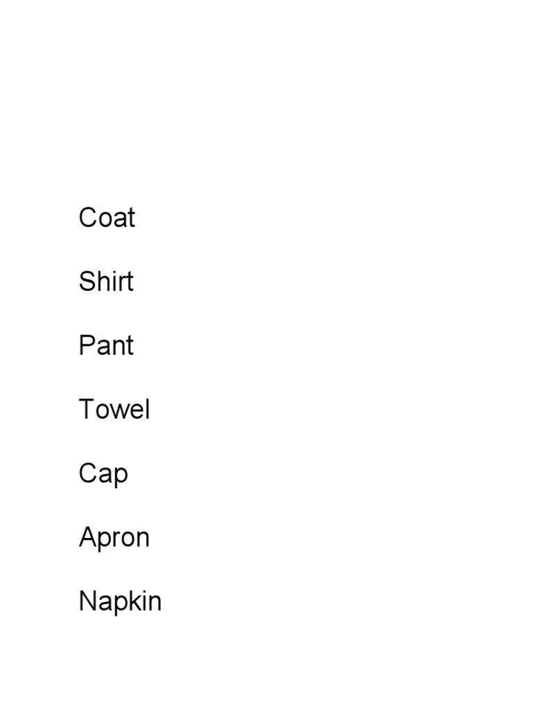 Essential Clothing and Textile Items | PDF