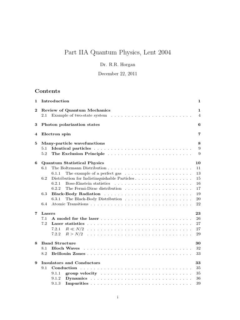 PIIA - Quantum Physics - Horgan (2004) 56pg PDF | PDF | Wave Function ...