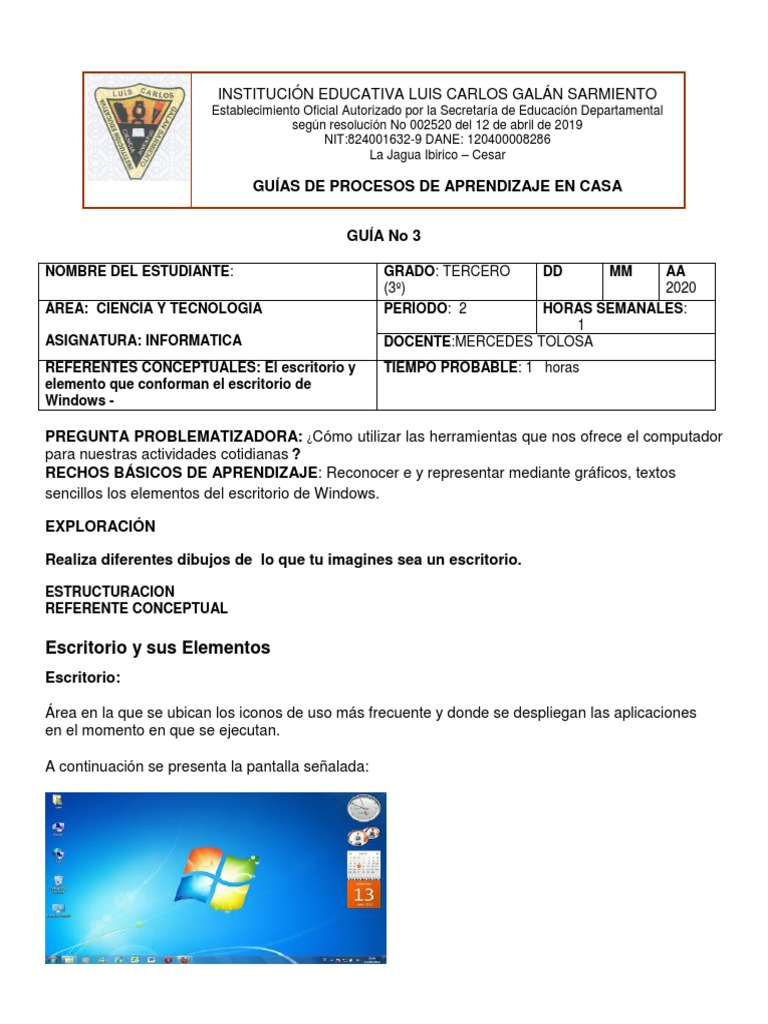 Guía de Informática para Tercer Grado | PDF | Archivo de computadora ...