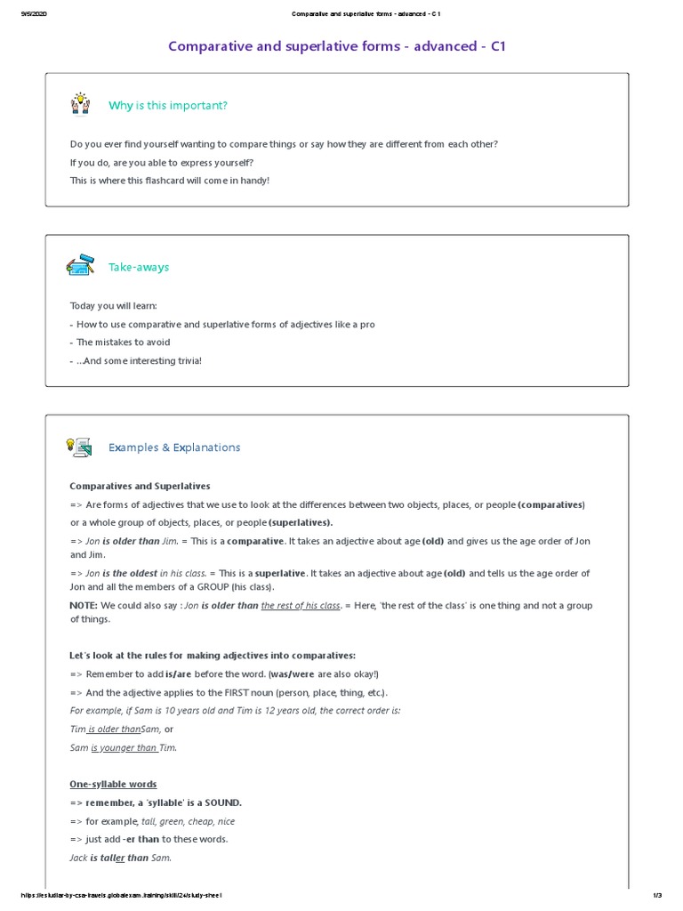 Advanced Comparative and Superlative Guide | PDF | Adjective ...