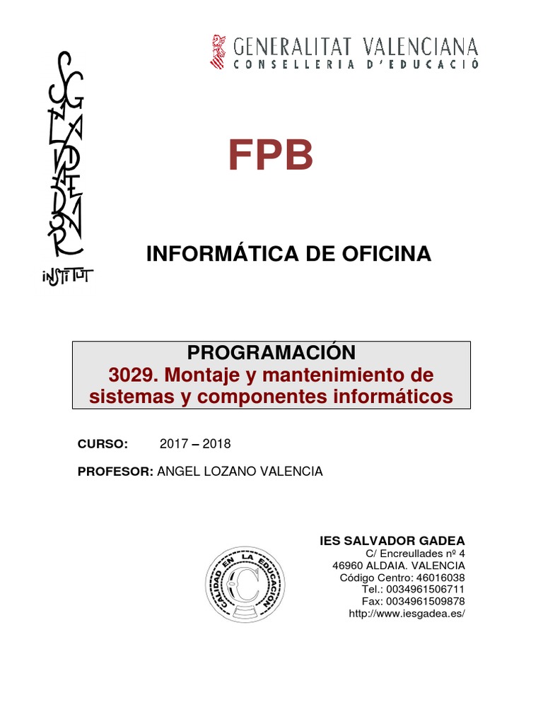 Fpb Montaje Y Mantenimiento Informático Pdf Periférico Hardware