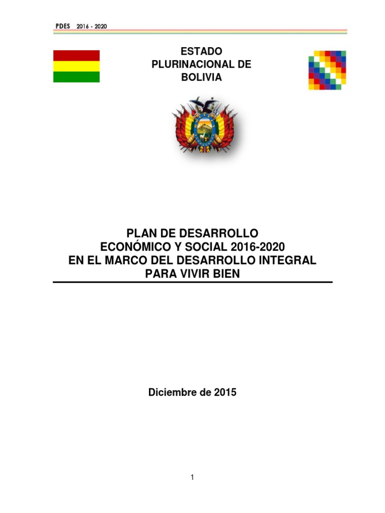 Plan de Desarrollo Económico Bolivia 2016-2020 | PDF | Bolivia | Democracia