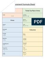 Measurement Formula Sheet: Length Total Surface Area