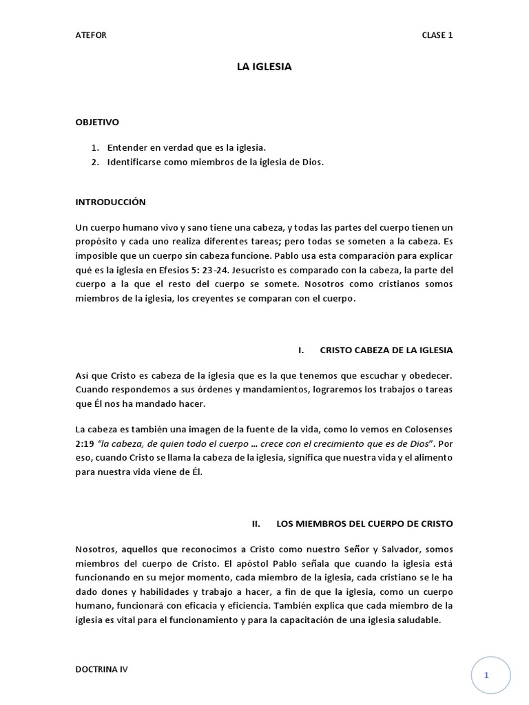 Cristo: Cabeza y Cuerpo de la Iglesia | PDF | Iglesia cristiana ...
