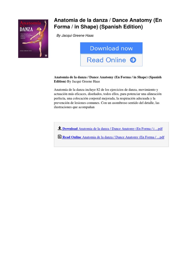 ANATOMIA DE LA DANZA EN FORMA IN SHAPE intelligence overview