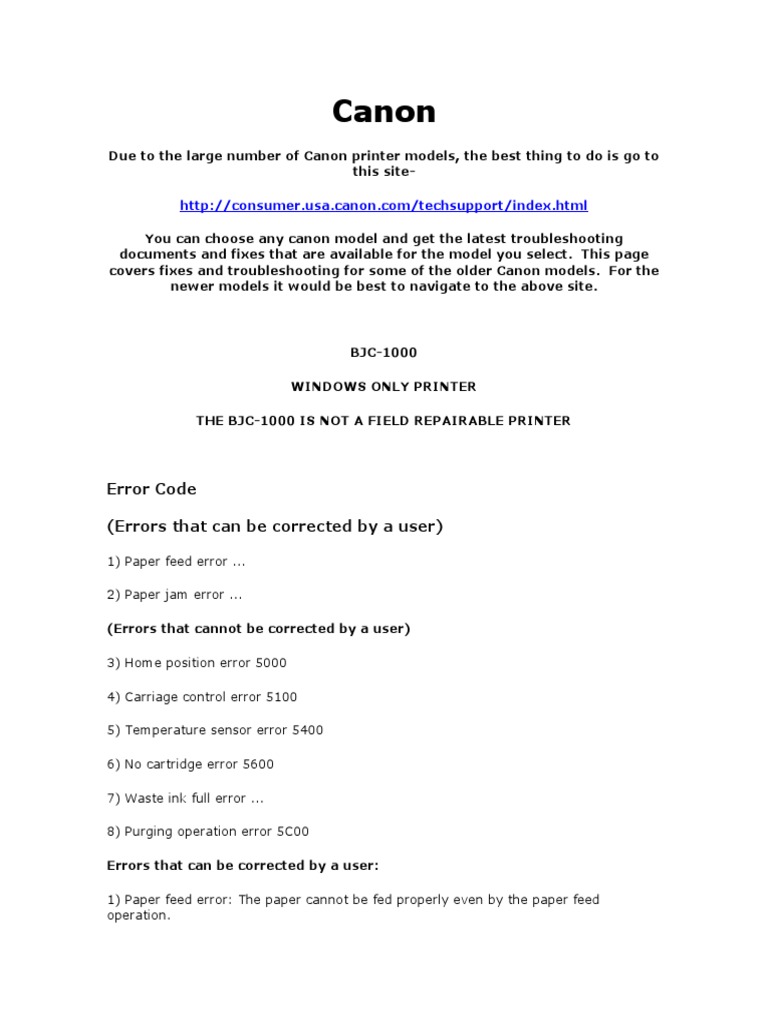Canon Printer Troubleshooting Guide | PDF | Printer (Computing) | Read ...