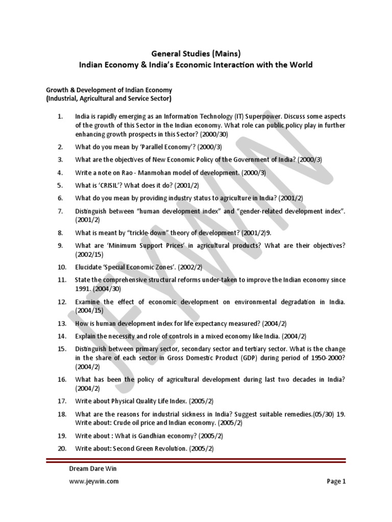 UPSC Mains: Indian Economy Insights | PDF | Economy Of India | Inflation