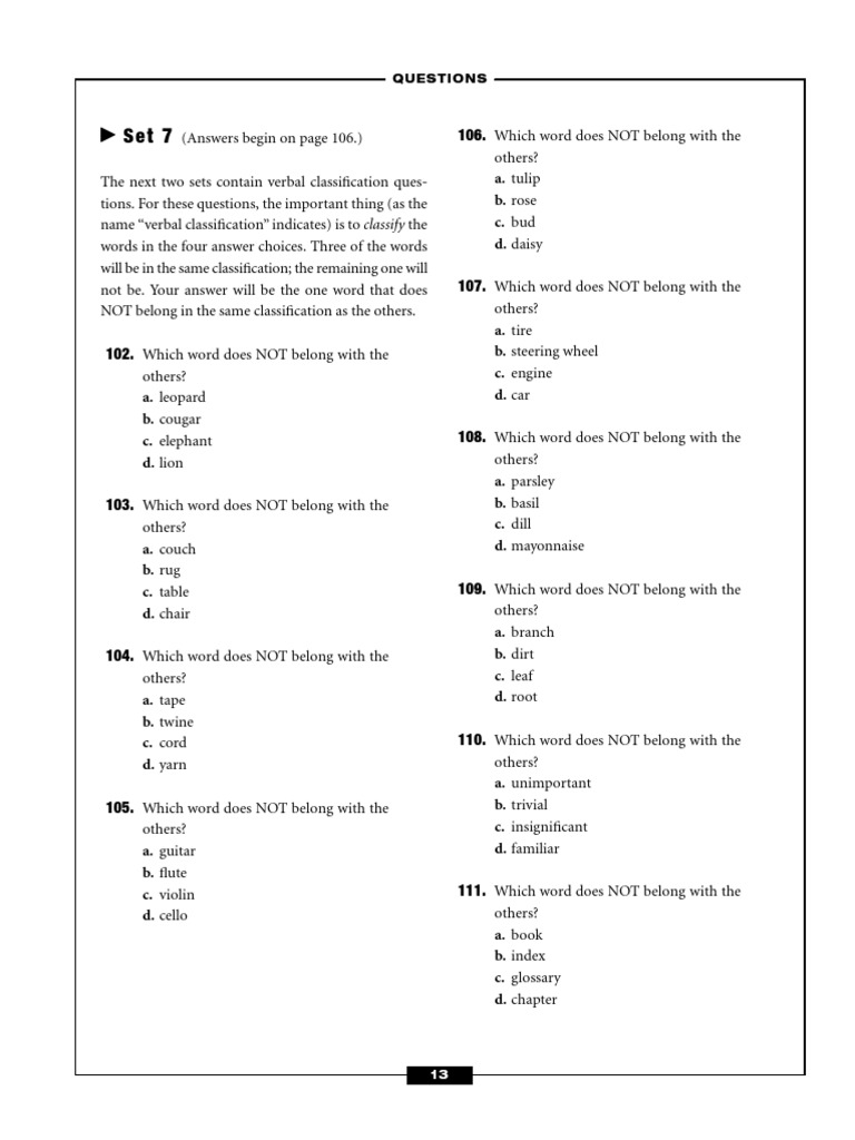 Questions Word Syntactic Relationships