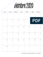 Calendario Noviembre 2020 Imprimir PDF