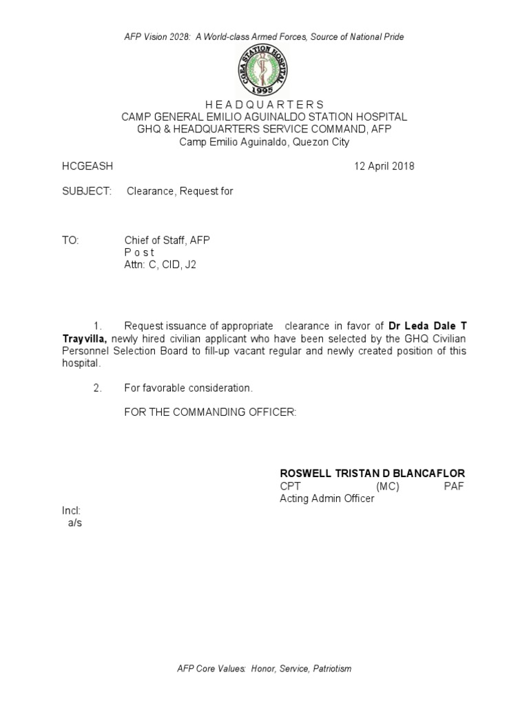 AFP Vision 2028 and Clearance Request | PDF