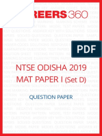 NTSE Odisha MAT Question Papers 2019 PDF