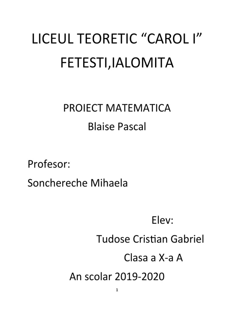 Proiect Matematica | PDF