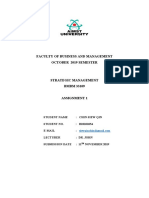 Faculty of Business and Management October 2019 Semester Assignment 1 on Strategic Management (40