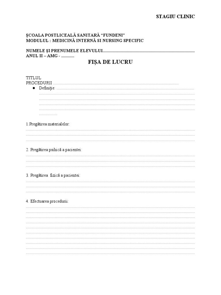 An Ii - Fisa de Lucru - Medicina Interna | PDF