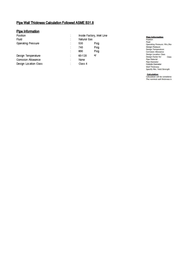 ASME B31.8 Pipe Thickness Calculation | PDF | Technology & Engineering