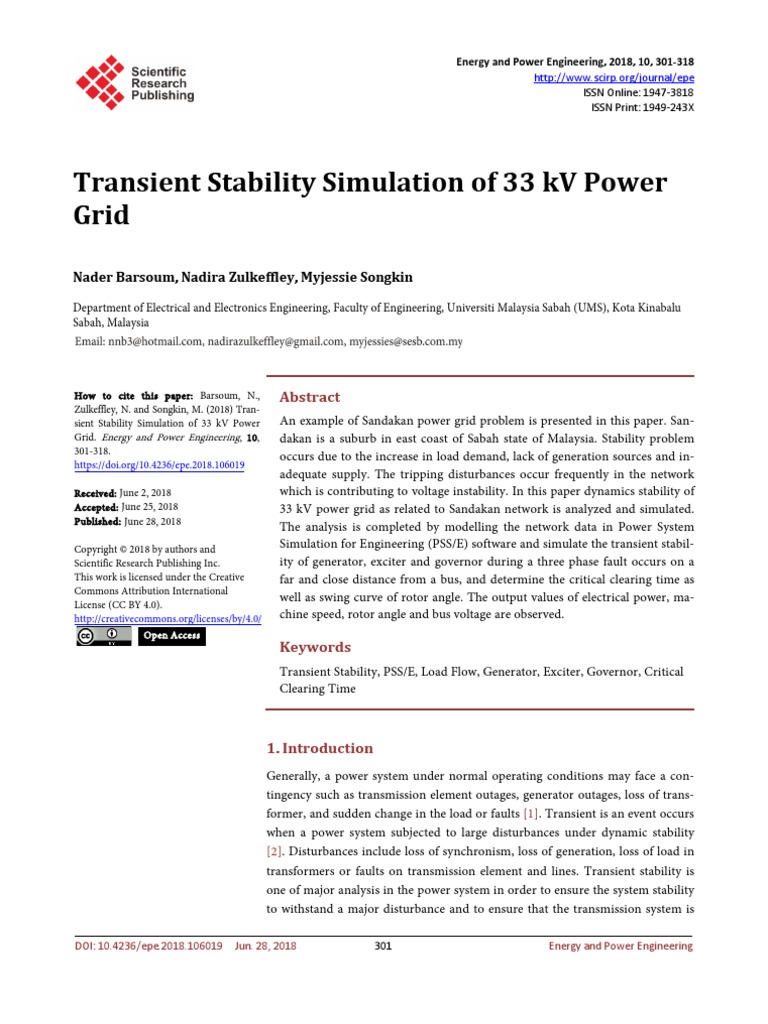 Transient Stability Simulation of 33 KV Power Grid: Nader Barsoum ...