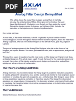 Analog Filter Design Demystified: The Theory of Analog Electronics