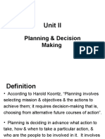 Unit II: Planning & Decision Making