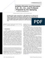 A Study on Cavitation Erosion and Corrosion Behavior of Al-, Zn-, Cu-, and Fe-Based Coatings Prepared by Arc Spraying