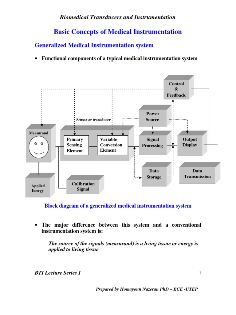 Basic Concepts of Medical Instrumentation | PDF | Sensor | Instrumentation