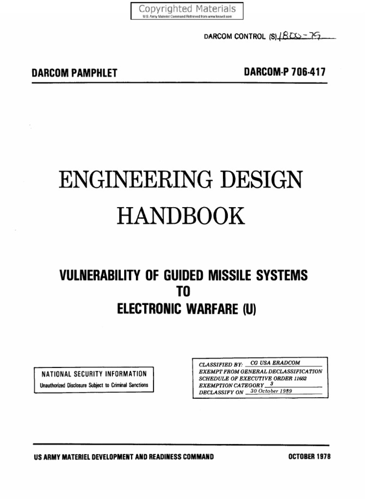 Engineering Design Handbook Vulnerability of Guided Missile Systems