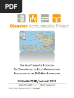 Download OneYear Followup Report-Transparency of Relief Organizations Responding to 2010 Haiti Earthquake by disasterwatchdog SN46320380 doc pdf