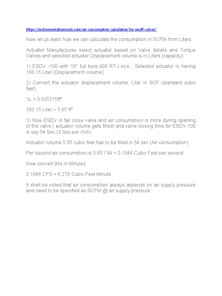 Calculating Air Consumption Rates for On/Off Valves in Standard Cubic