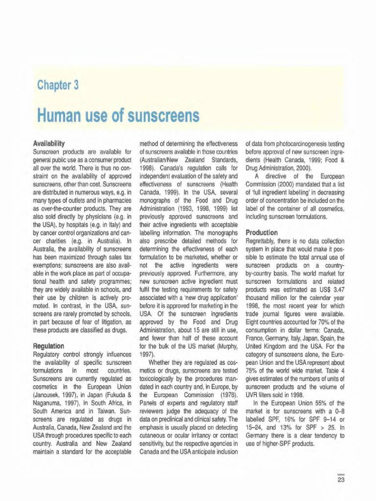Global Sunscreen Availability and Regulation | PDF | Sunscreen