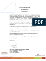 CERTIFICACION OCUPAR TEMPORALES - Trabajadores Atento Covid 19 PDF