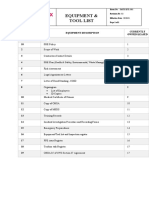 Equipment & Tool List: Quantity Equipment Description Currently Owned/Leased