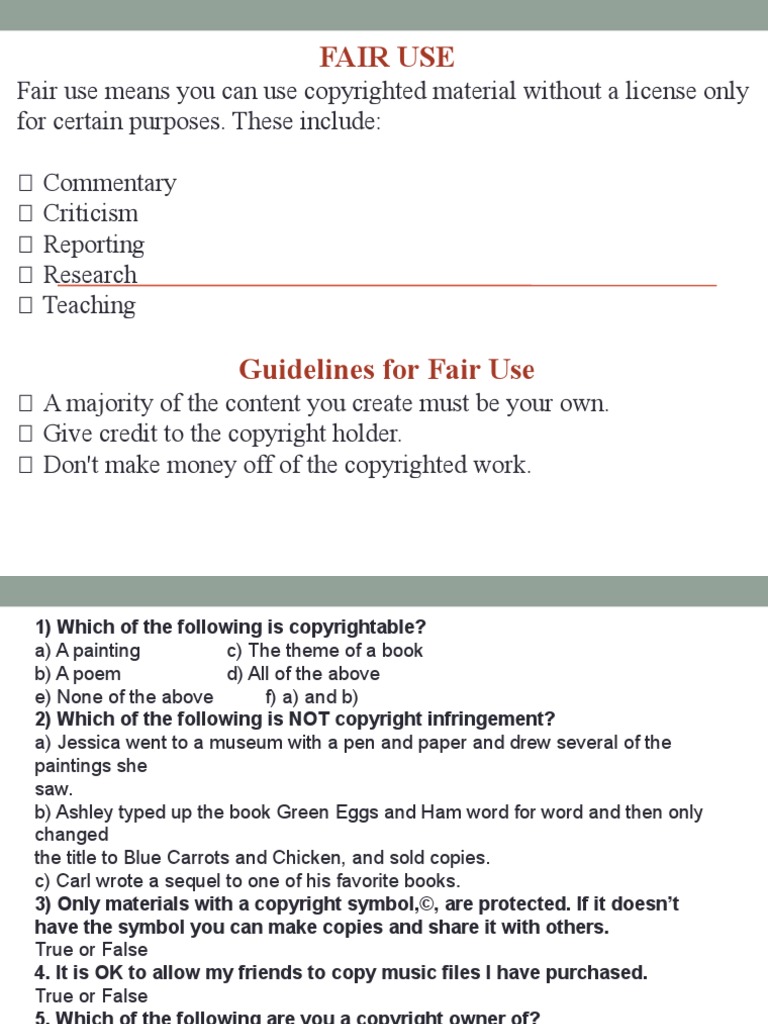 Guidelines For Fair Use | PDF