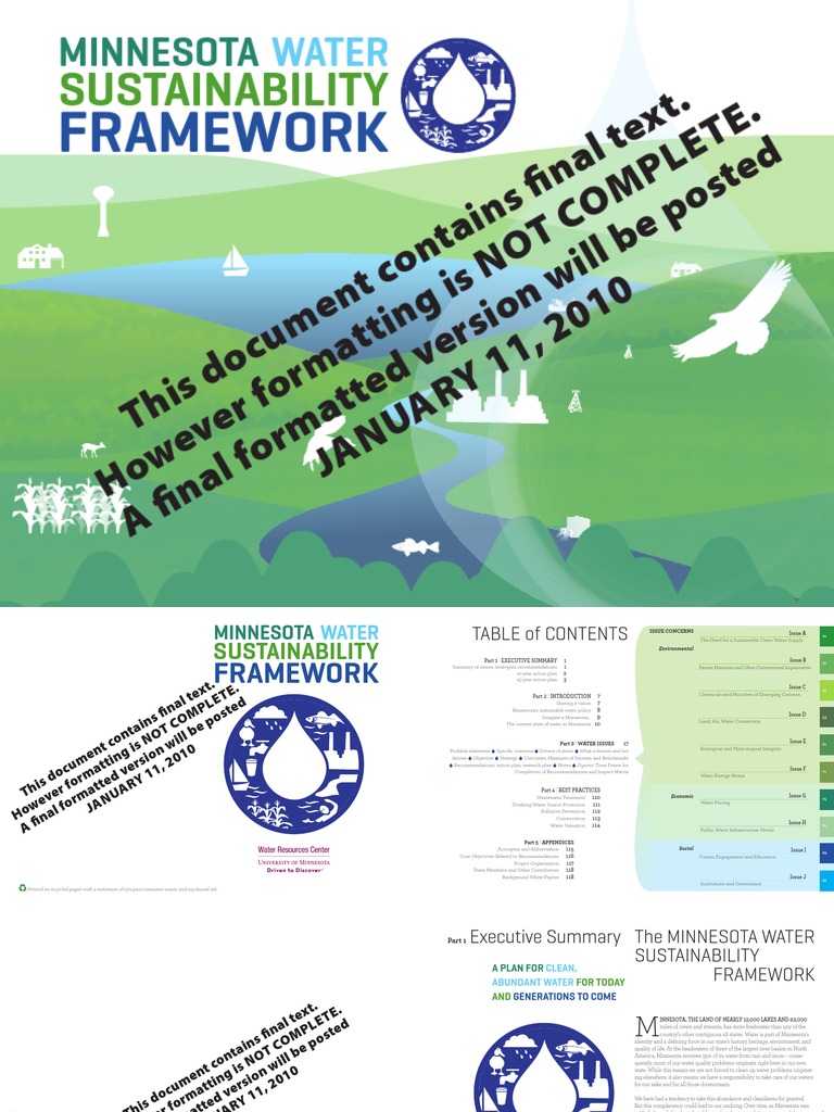 Minnesota Water Sustainability Framework PDF Drinking Water Sustainability