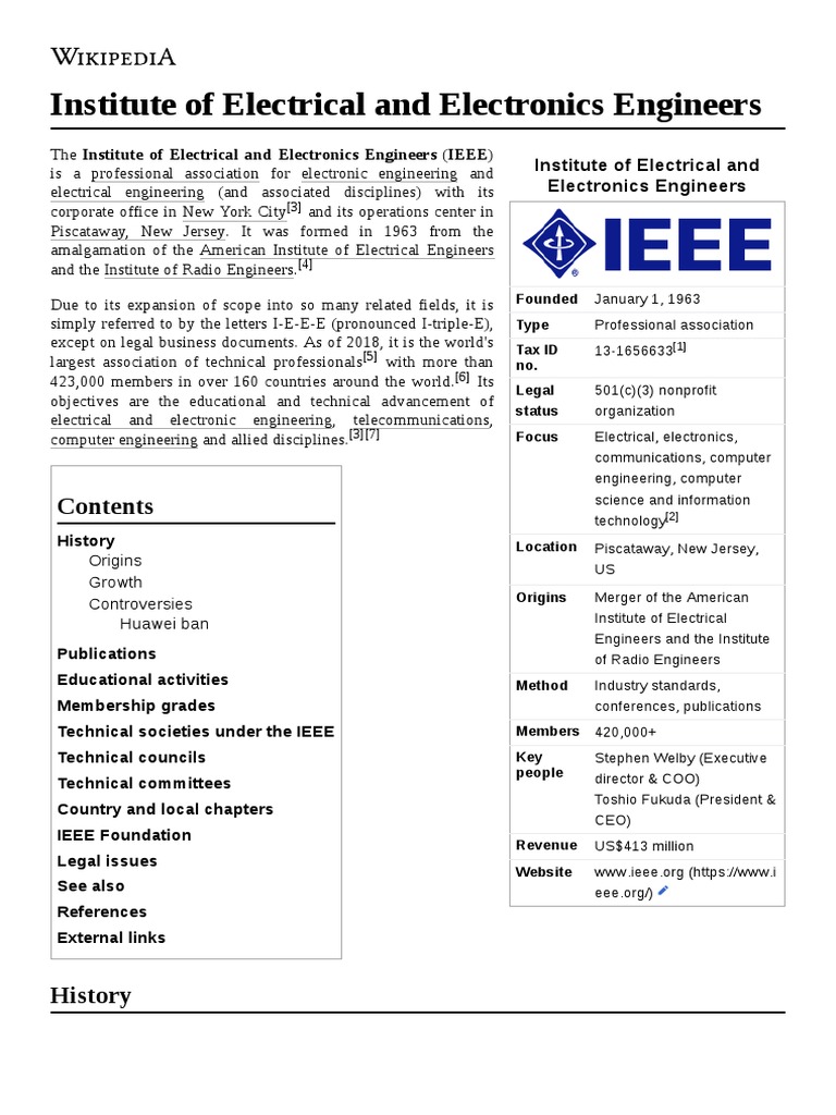 Institute of Electrical and Electronics Engineers | PDF | Institute Of ...