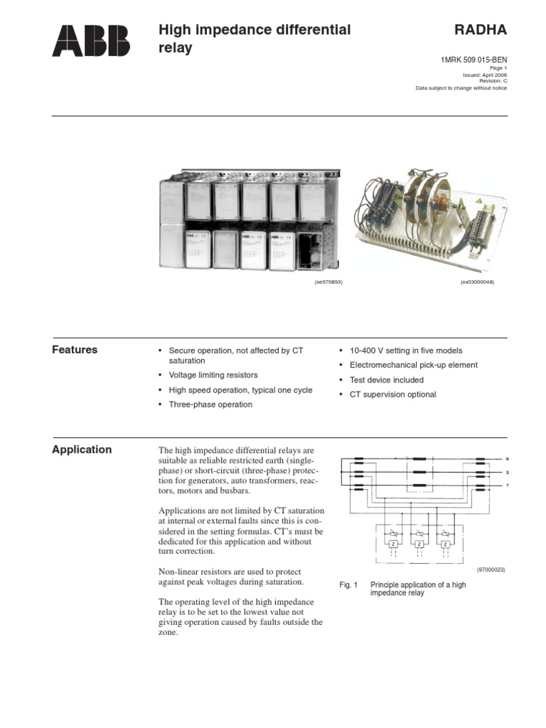 ABB Publication 1MRK509015-BEN C en High Impedance Differential Relay ...